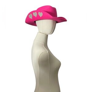 NWOT Pink Rhinestone Heart Cowgirl Hat Barbiecore Nashville Bachelorette